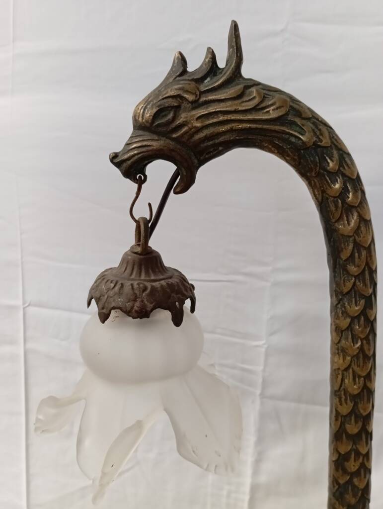 1930s bronze naga lamp