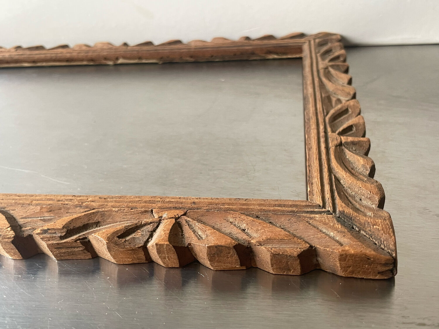 Handcarved frame solid wood 32 cm x 22  cm opening measurements 27 cm x 17 cm