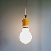 Opaline bulb pendant light, Metalarte, 1980s