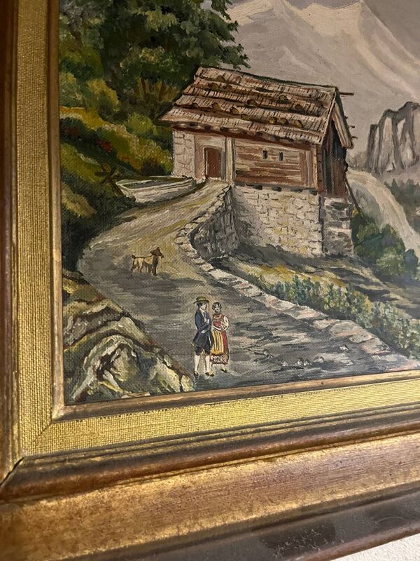 Peinture ancienne montagne 1950/60