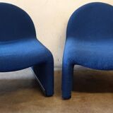 Pair of heaters ATAL - Made of blue wool fabric - Design from the 1970s