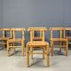 Vintage pine wood dining chairs - 1980s - set of 6