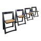4 chaises vintage pliantes en bois et cannage