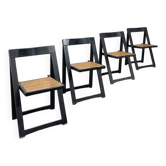 4 vintage folding chairs in wood and cane