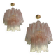 Pink Murano Glass Chandelier Tronchi Venini Style, set of 2 or a pair of chandeliers