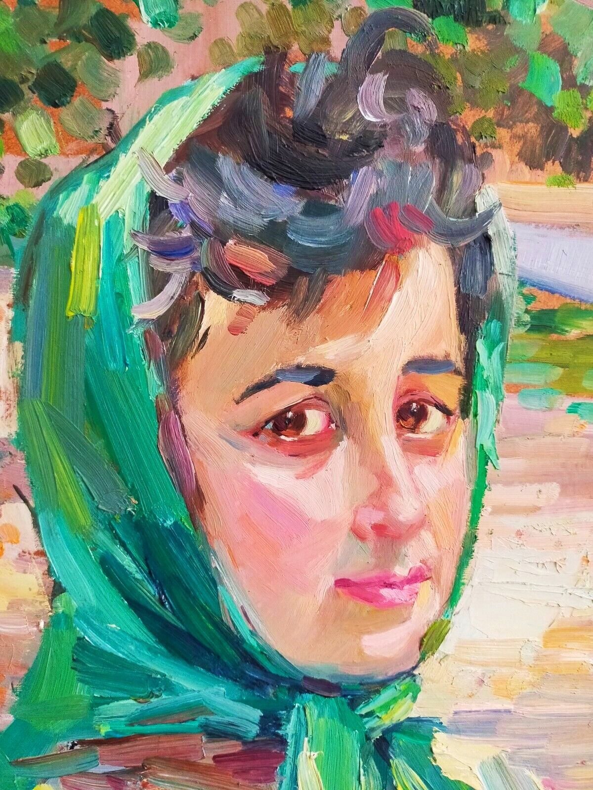 Peinture à l’huile sur panneau dur portrait féminin des années 60, école italienne