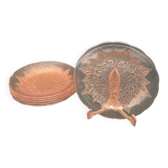 Vintage pink transparent glass dessert plates