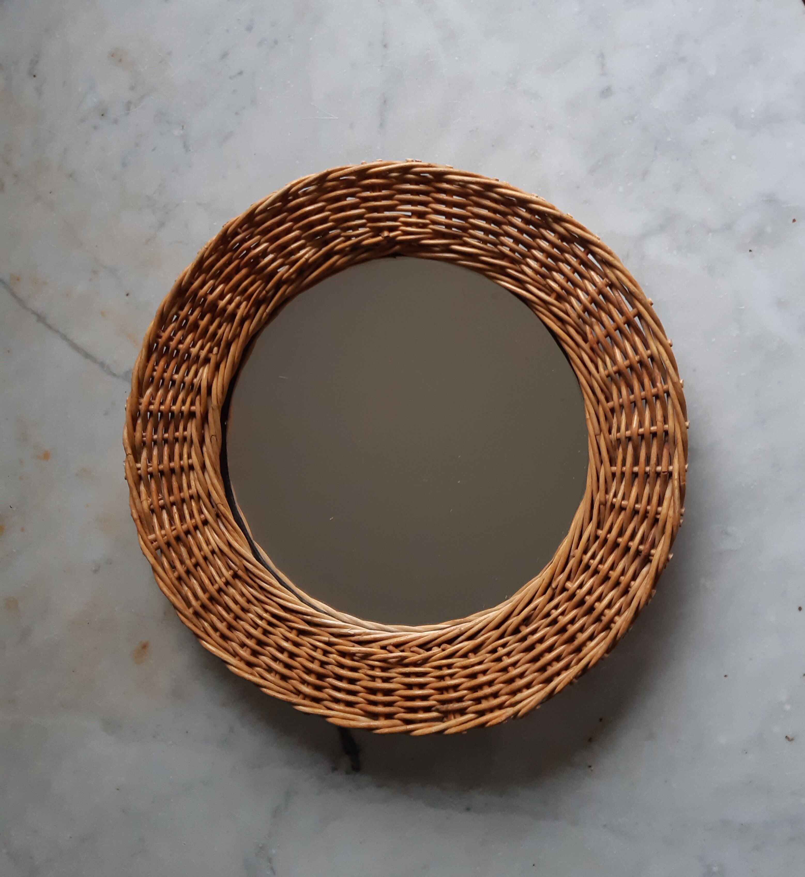 Miroir osier années 50/60 - 33cm