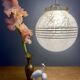 Vintage white Clichy glass globe pendant light