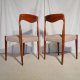 Six scandinavian vintage teak chairs