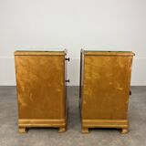 Pair of art deco burl bedside tables, 1930