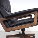 Black Leather King Chair by André Vandenbeuck for Strässle, 1960s