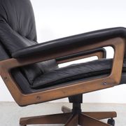 Black Leather King Chair by André Vandenbeuck for Strässle, 1960s