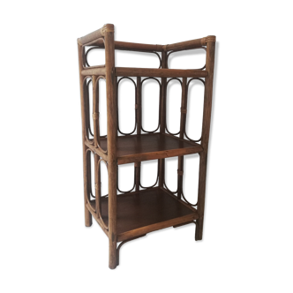 Bedside table / Vintage rattan shelf