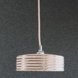 Old pendant light in pink clichy glass with silver threads, delivered with chrome socket