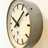 Industrial grey factory wall clock from pragotron, 1960s