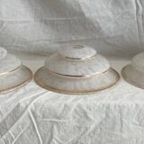 4 globes / white and gold lampshades / clichy glass