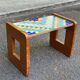 Vintage wooden and mosaic stool bench from the 1960s.