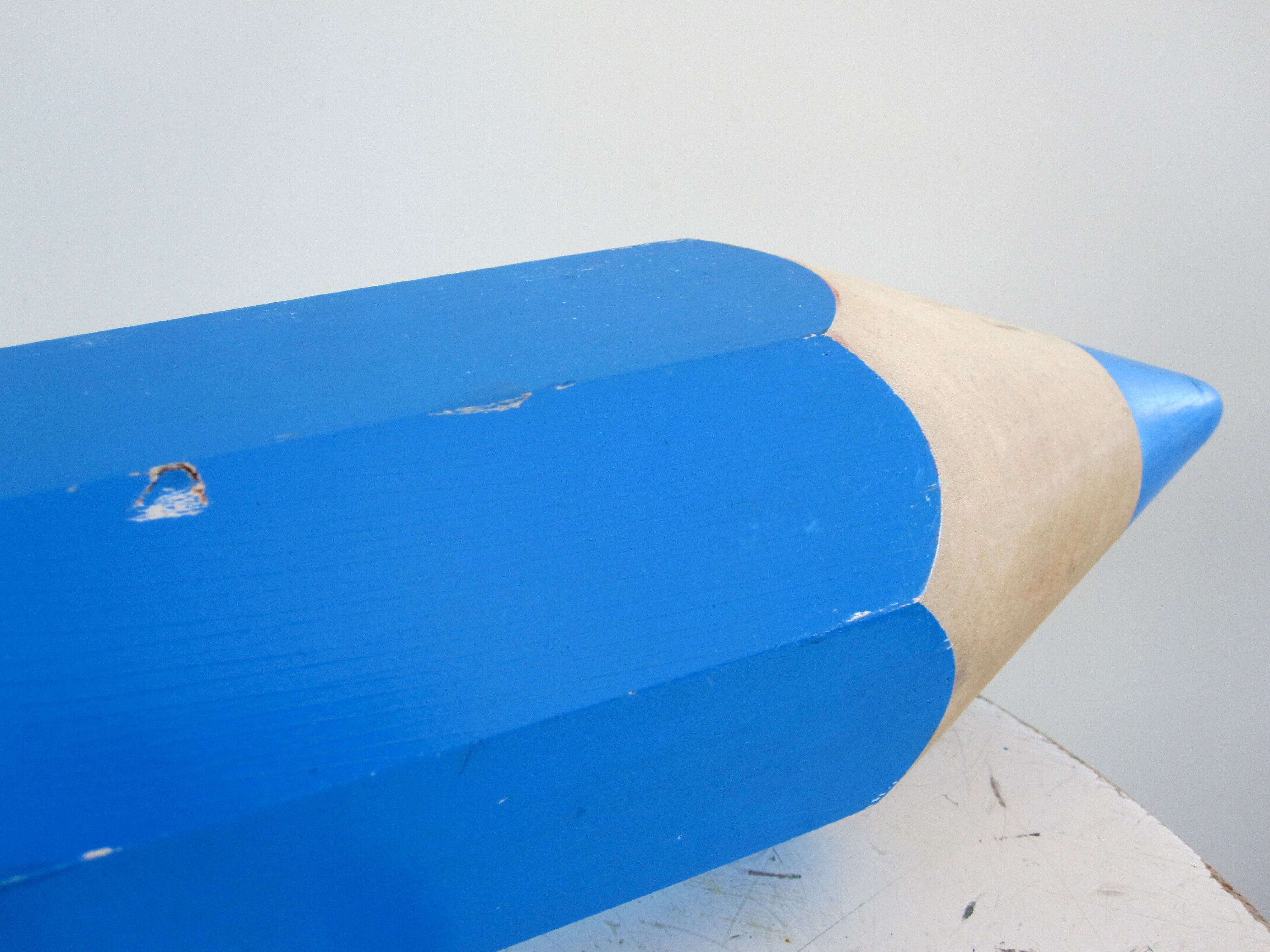 Pierre sala for vilac, blue wooden pencil lamp from the 80s