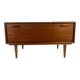 Low vintage sideboard with drop-down door – Scandinavian design 1960s, teak and elegant details
