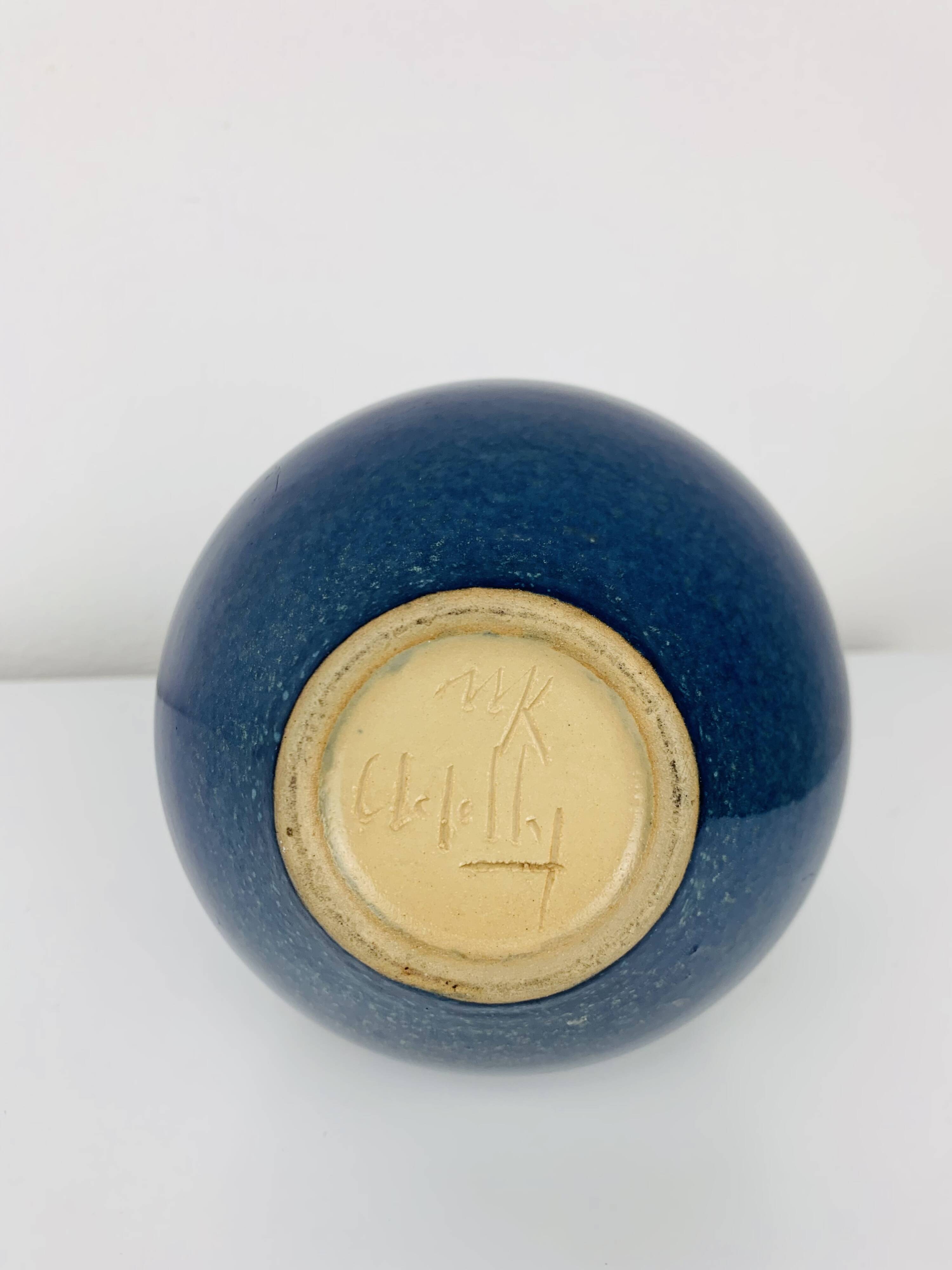 Vintage blue ceramic vase