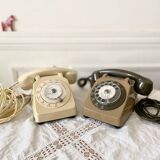 Téléphone fixe vintage Thomson Socotel S63 à cadran rotatif bicolore