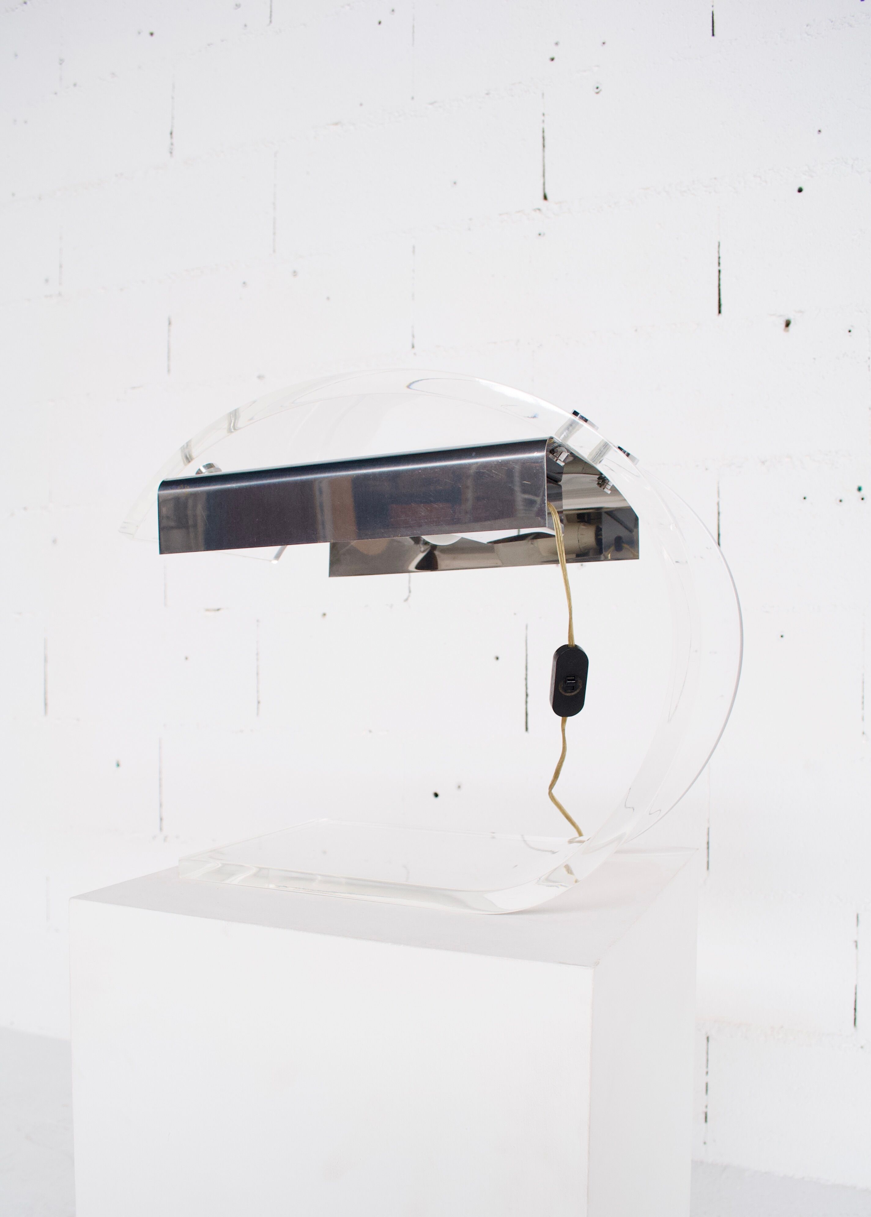 Perspex desk lamp and 1970s metal Jacques Charpentier