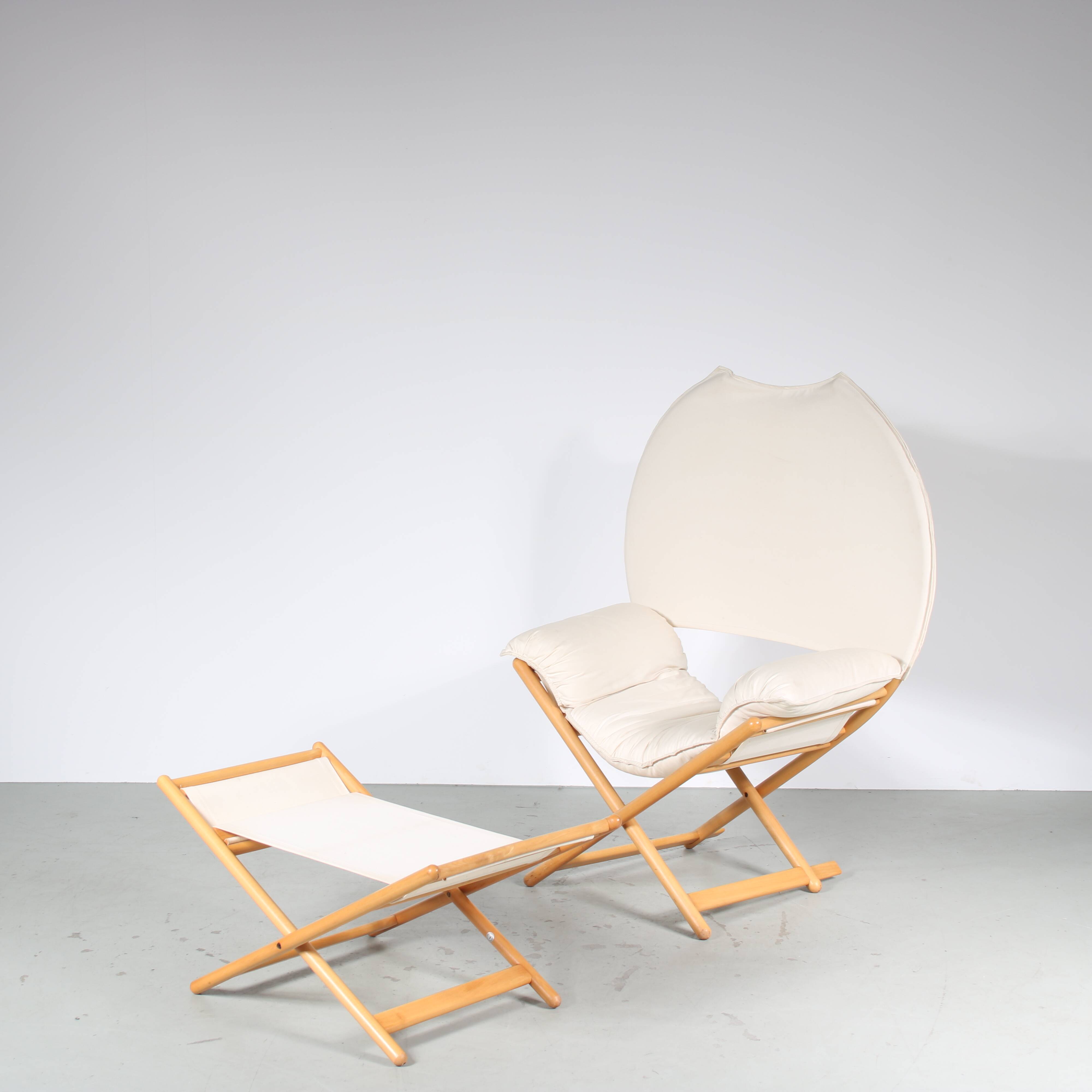 Chaise Vico Magistretti « Regina D'Africa » avec tabouret pour Alias, Italie 1970