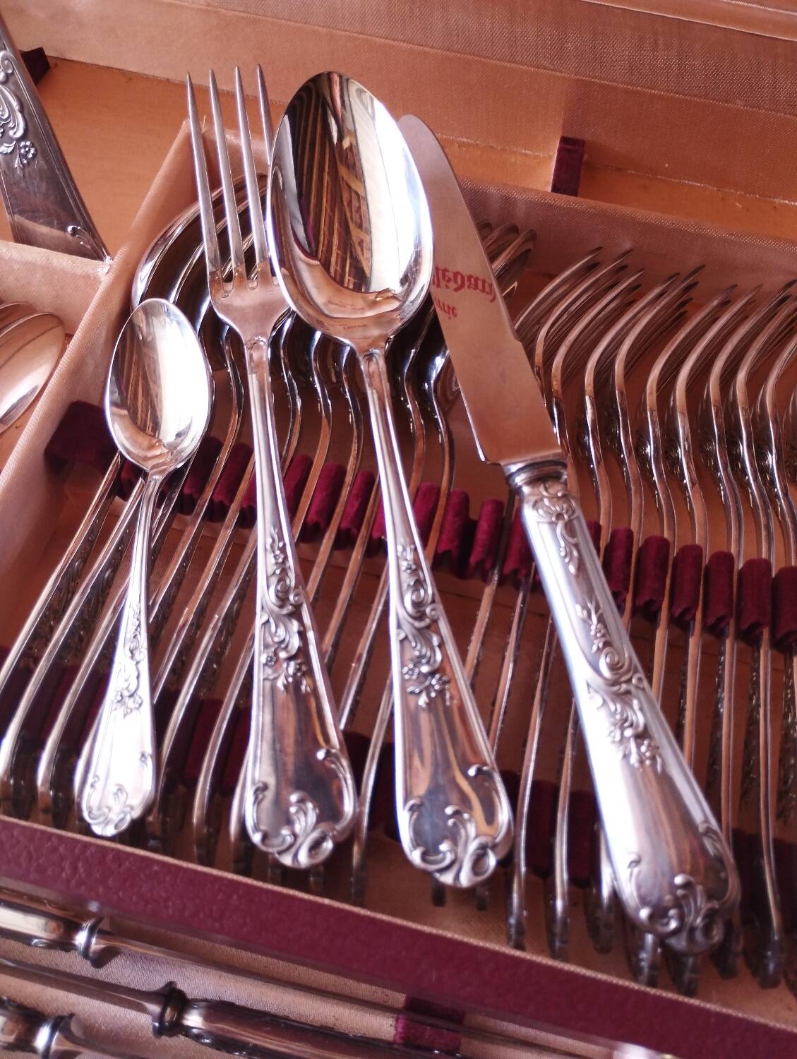 Cutlery set 49 pieces silver metal rocaille model St Médard