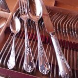 Cutlery set 49 pieces silver metal rocaille model St Médard