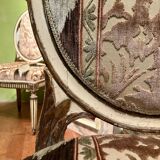 Chairs in Lacquer and Ikat Damask Upholstery, Set of 2