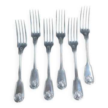 6 Fourchettes de table Christofle à grandes coquilles
