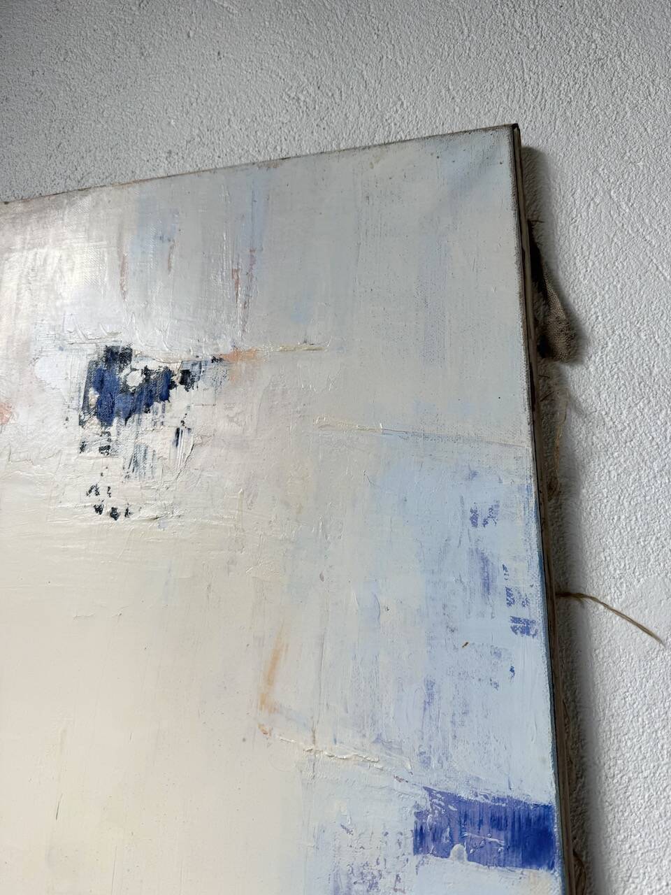 Toile abstraite blanche, peinture à l’huile XXème