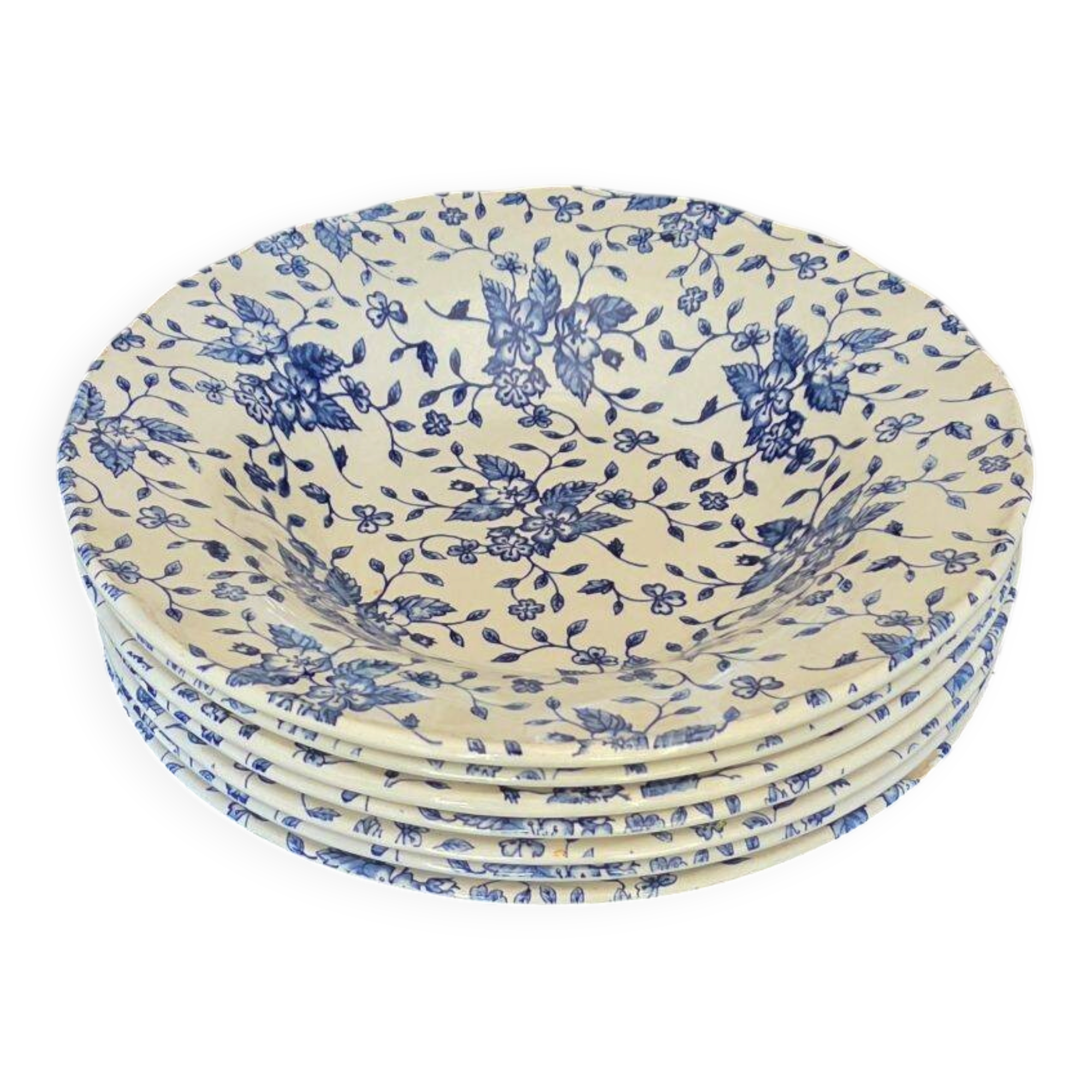 Set of 7 English Faience Deep Plates Royal Tubor Bouquet Decor