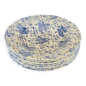 Set of 7 English Faience Deep Plates Royal Tubor Bouquet Decor