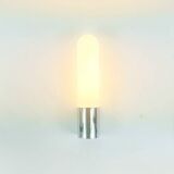 Mid Century Opaline Glass & Chrome Wall Lights from Limburg, Germany, 1970s