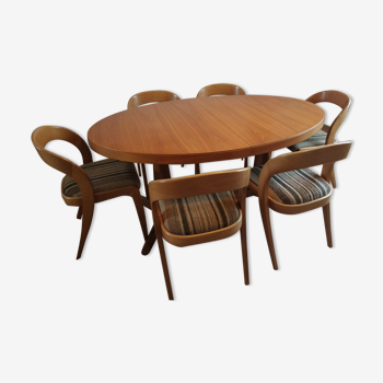 Table Baumann et ses 6 chaises gondole