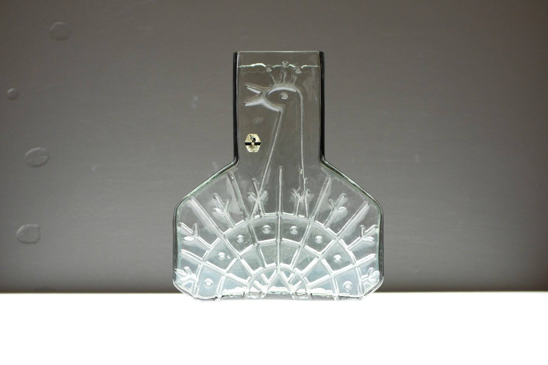 Vase en verre d'art scandinave moderne du milieu du siècle par Wiktor Berndt pour Flygsfors, Suède