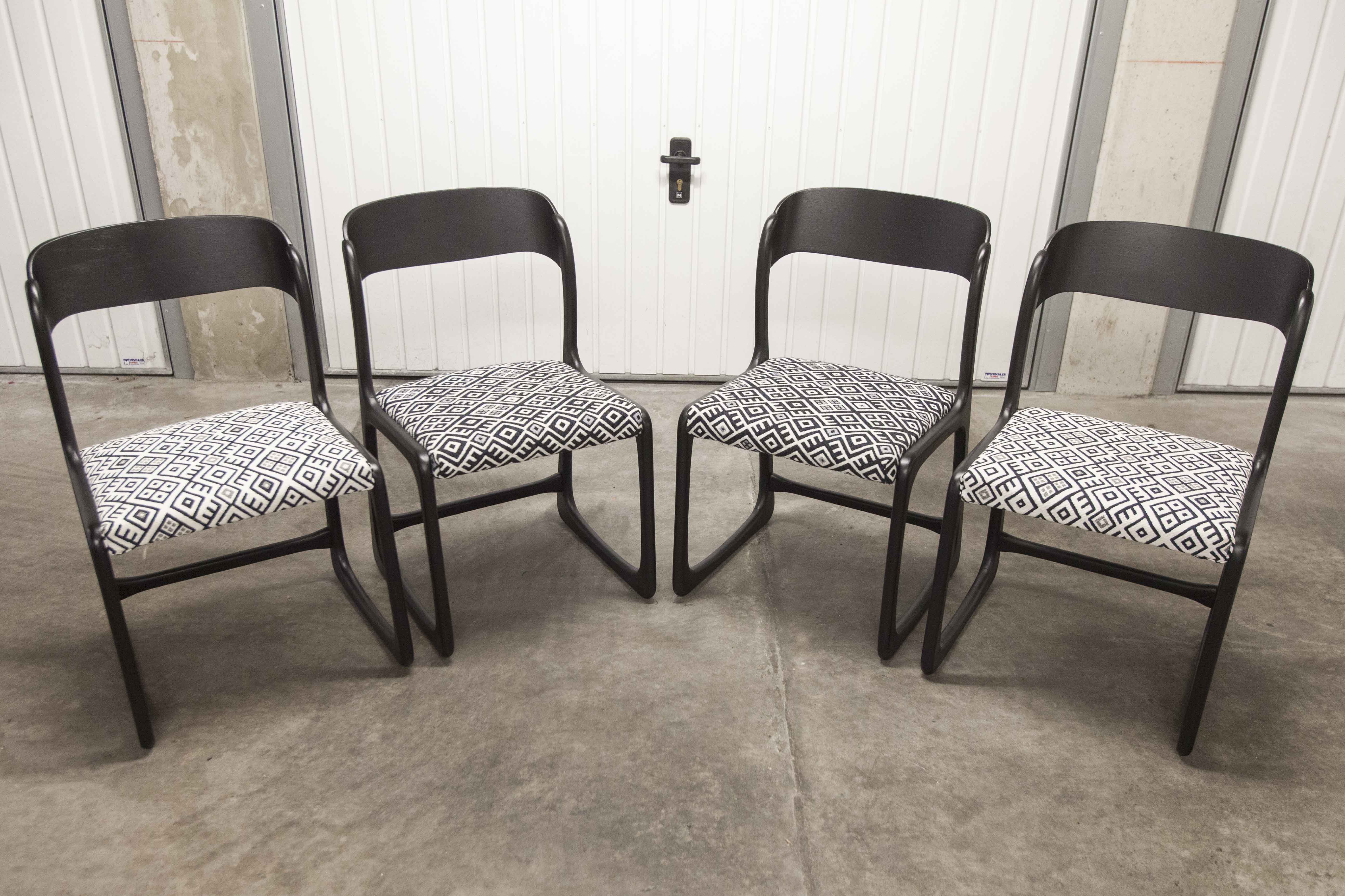 Lot of 4 Baumann chairs flat sled restored