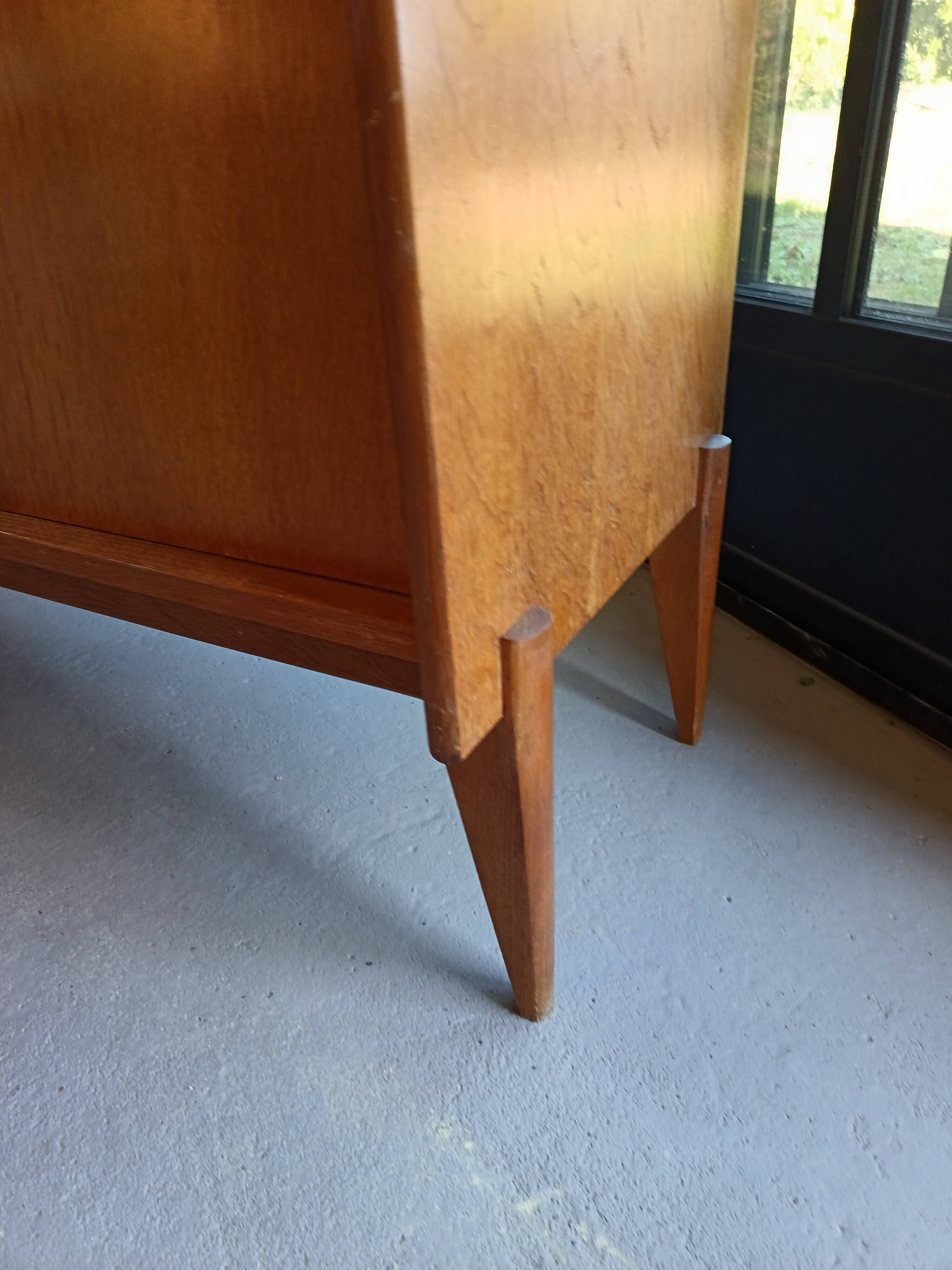 Vintage glass front sideboard from the 1950s - 1960s