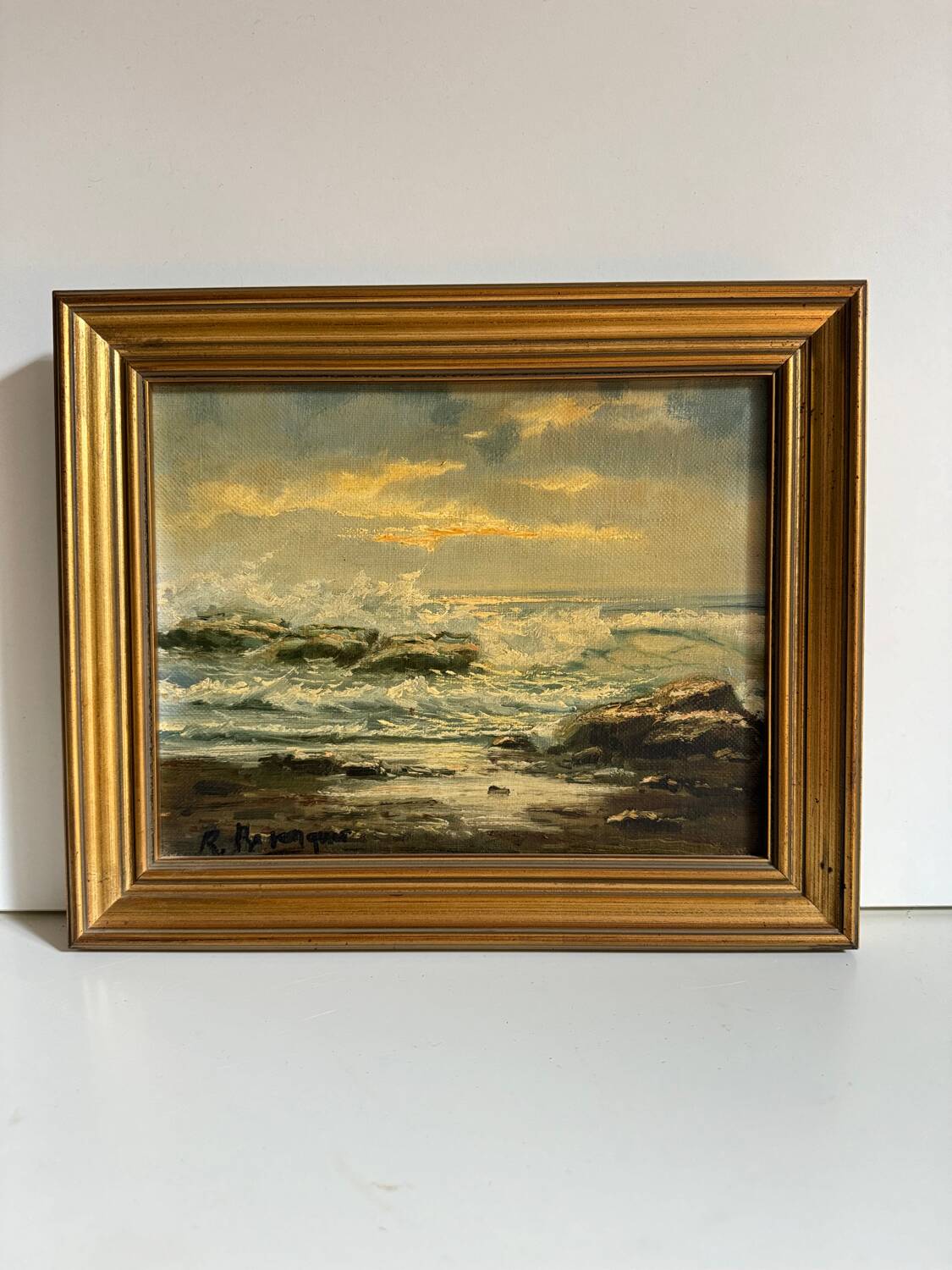 Oil painting on canvas Marine gold frame