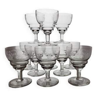 Set of 11 semi-crystal wine glasses