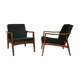 Pair of Scandinavian style armchairs, red velvet fir fabric 60s