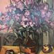 Painting, still life with lilacs, bouquet of flowers