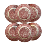 Series of 6 flat plates English earthenware