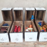 Lot de 8 tiroirs d'atelier avec poignées en bronze