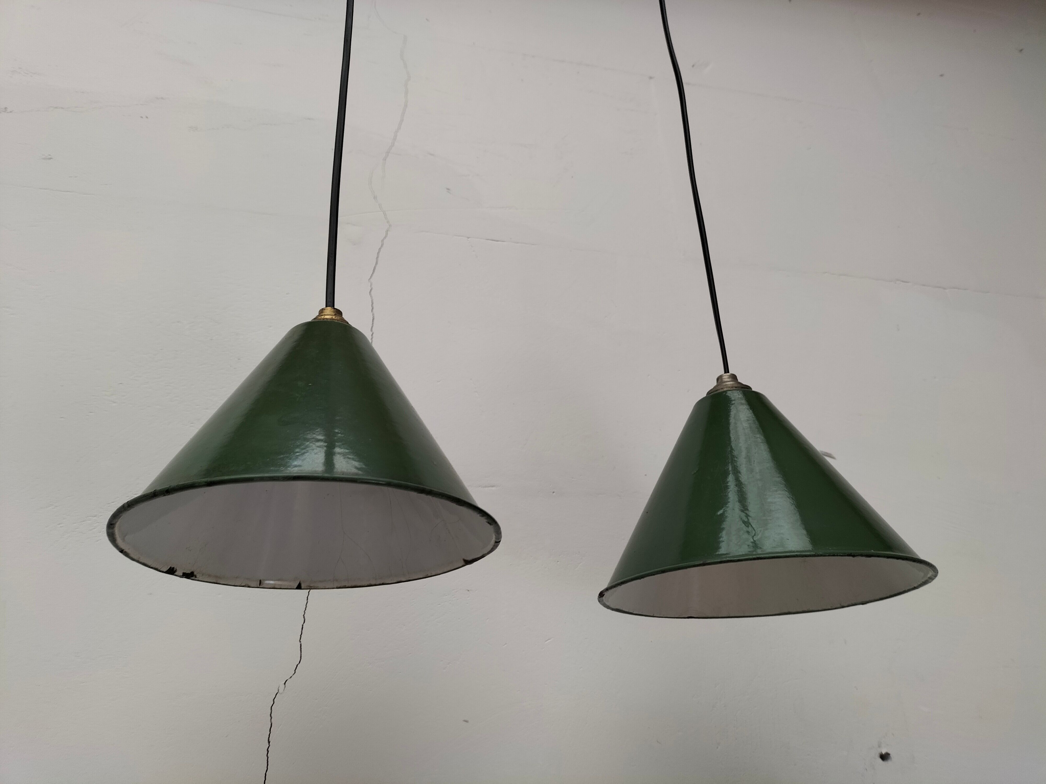 Pair of industrial hanging lamps