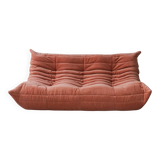 Coral corduroy Togo 3-seat & corner sofa by Michel Ducaroy for Ligne Roset