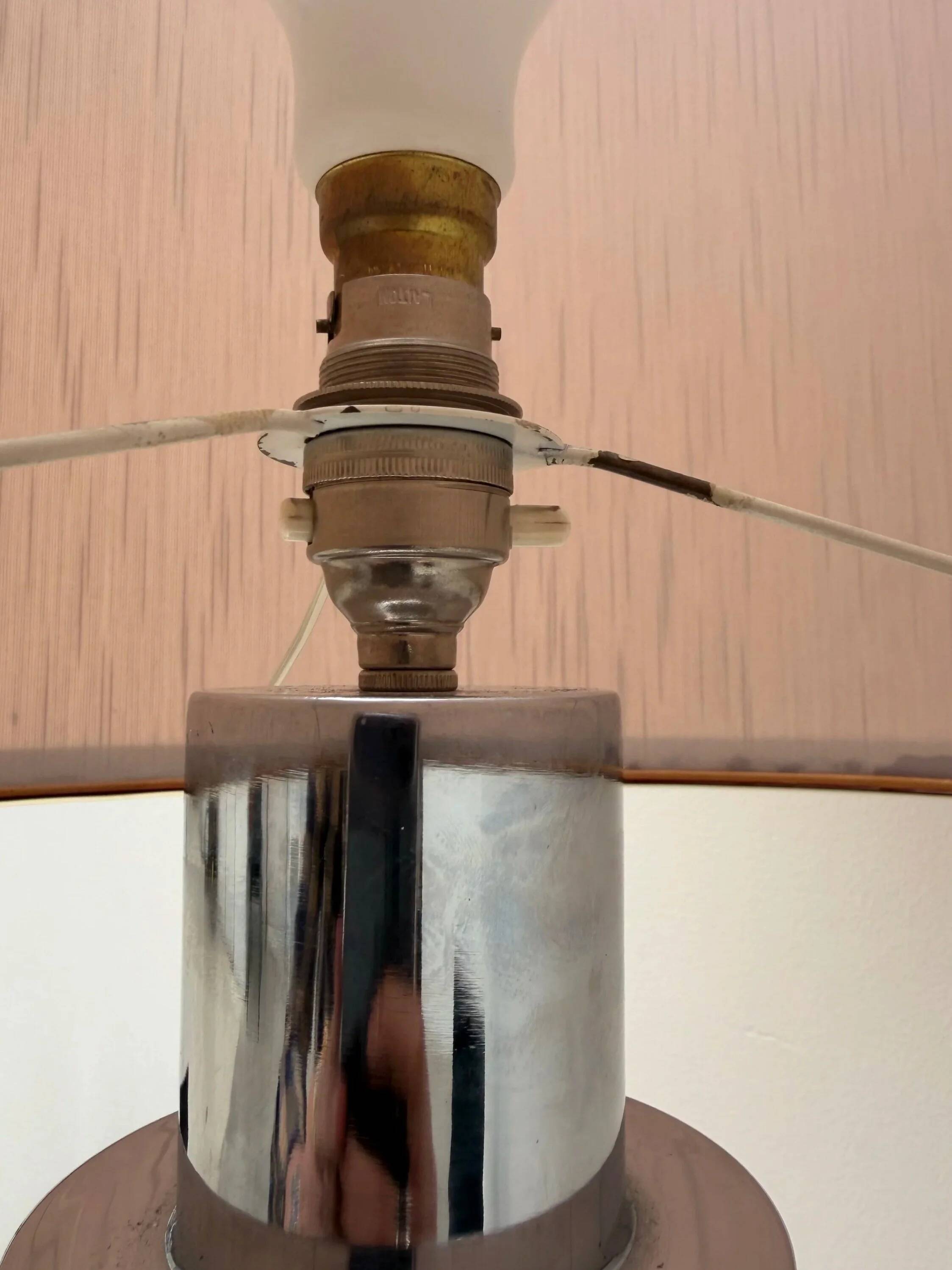 Joseph Richard ESSIG lamp in smoked glass and chrome, Germany 1970
