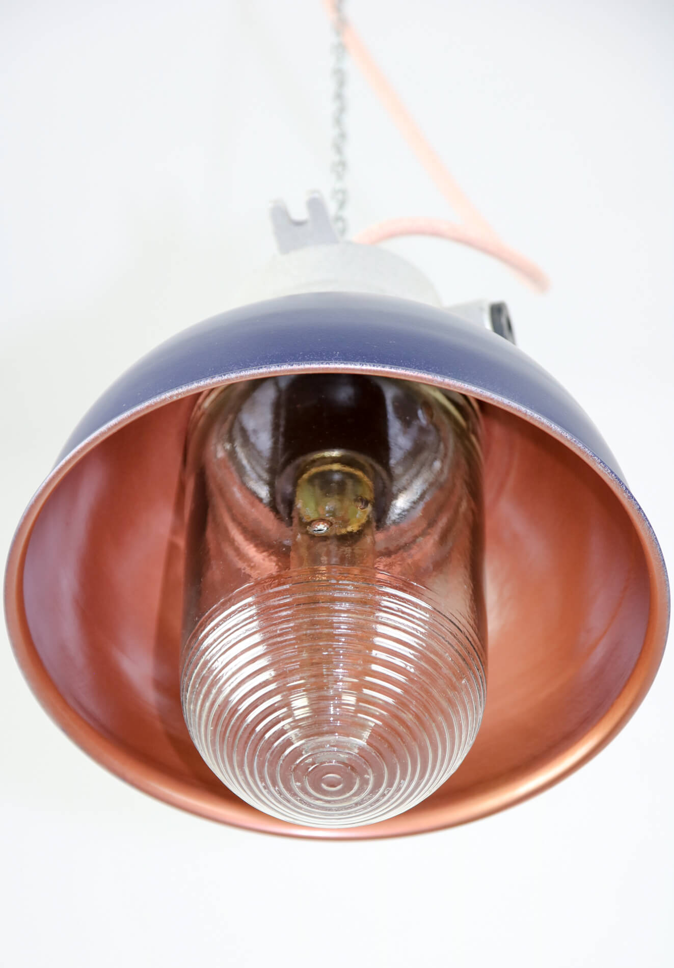 Dark purple industrial hanging light from TEP